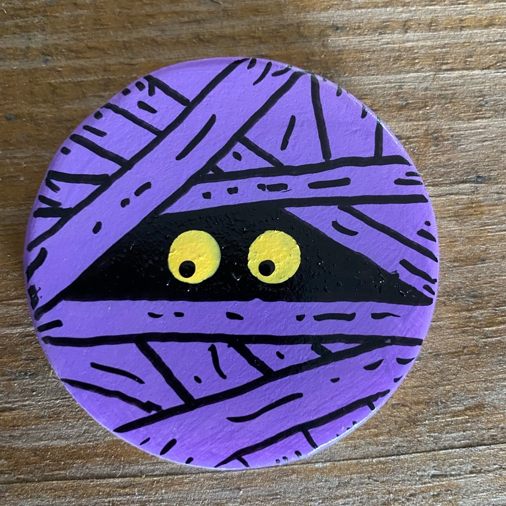 Hand Crafted Halloween Mummy Santorini Painted Rock
